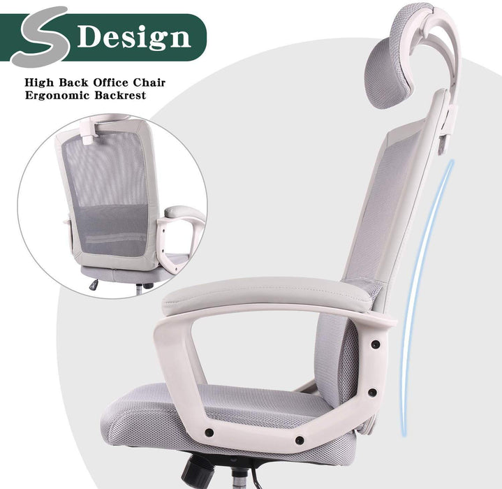 SmugChair Ergonomic Grey Mesh High Back Office Chair