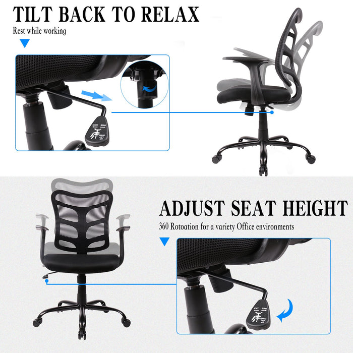 SmugChair Ergonomic Mid Back Mesh Office Chair Black