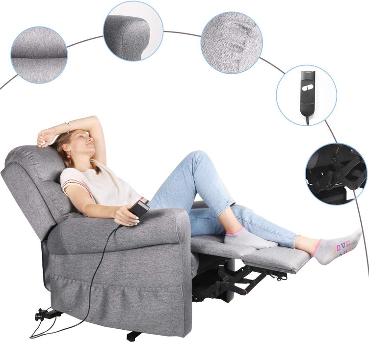 Recliner Chair, Lift Chair Electric Power Recliner Chair Sofa for Elderly Fabric Single Modern Sofa for Living Room Home Theater Seating