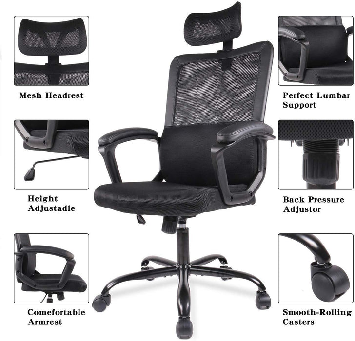 SmugChair Ergonomic Black Mesh High Back Office Chair