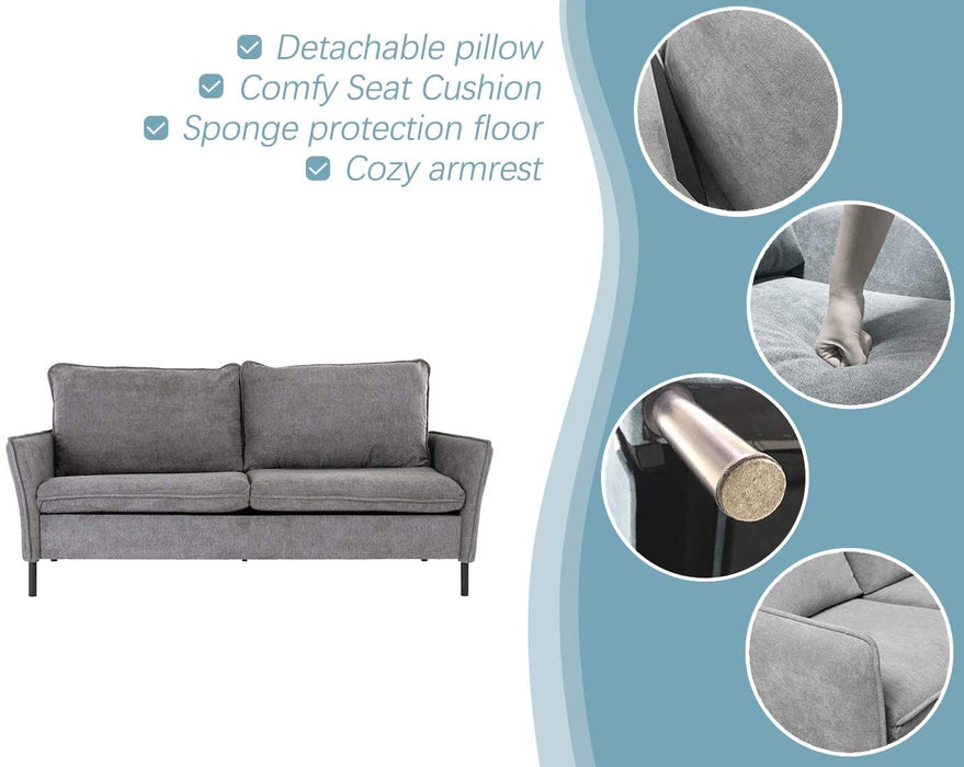 Sofa,Loveseat Couch Small Spaces Upholstered Modern Tufted Fabric for Living Room,Blue,Grey