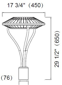LOD-PT-80W-50K-LV-V12 - LED POST TOP LIGHT, 80W, 5000K, 8950LM 111LM/W, 105X105 DEGREES BEAM ANGLE, PHOTOCELL INCLUDED, AC120-277V, IP65, CRI80, ETL & DLC LISTED