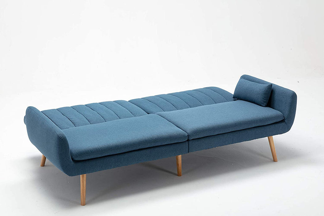 Sofa Futon Bed, Convertible Sleeper Couch Fabric Sofa, Daybed Foldable Memory Foam Couch Sleeper Folding Futon Sofa Bed for Living Room,Blue
