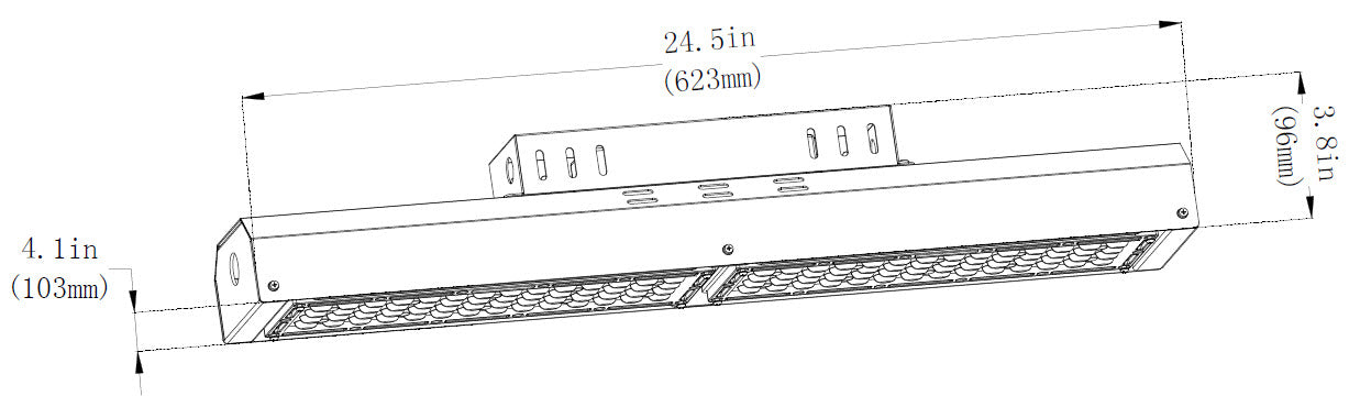 LOD-MSL-LHB100W-50K - ASSEMBLED IN USA SERIES 100W LED LINEAR HIGH BAY, 5000K 14,500LM, 145LM/W, 100-277VAC, IP66, CRI 70, BEAM ANGLE 90 DEGREES, ETL & DLC PREIMUM LISTED