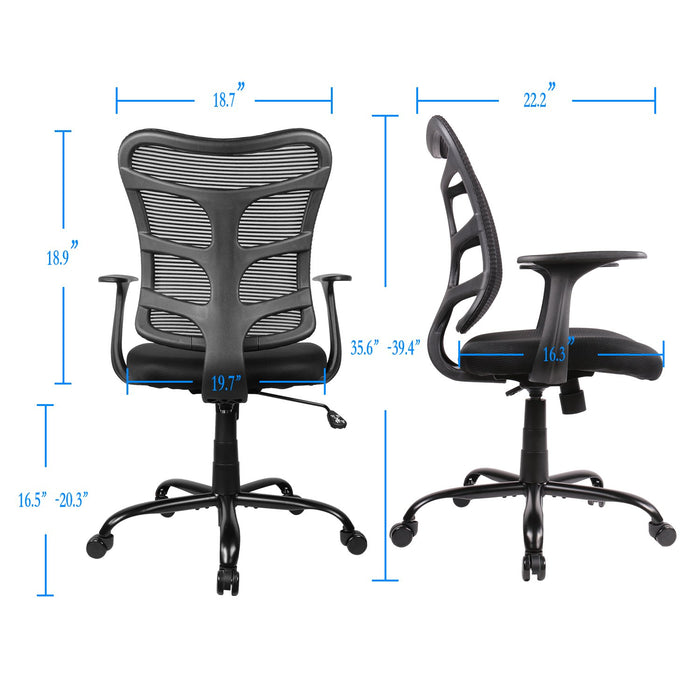 SmugChair Ergonomic Mid Back Mesh Office Chair Black