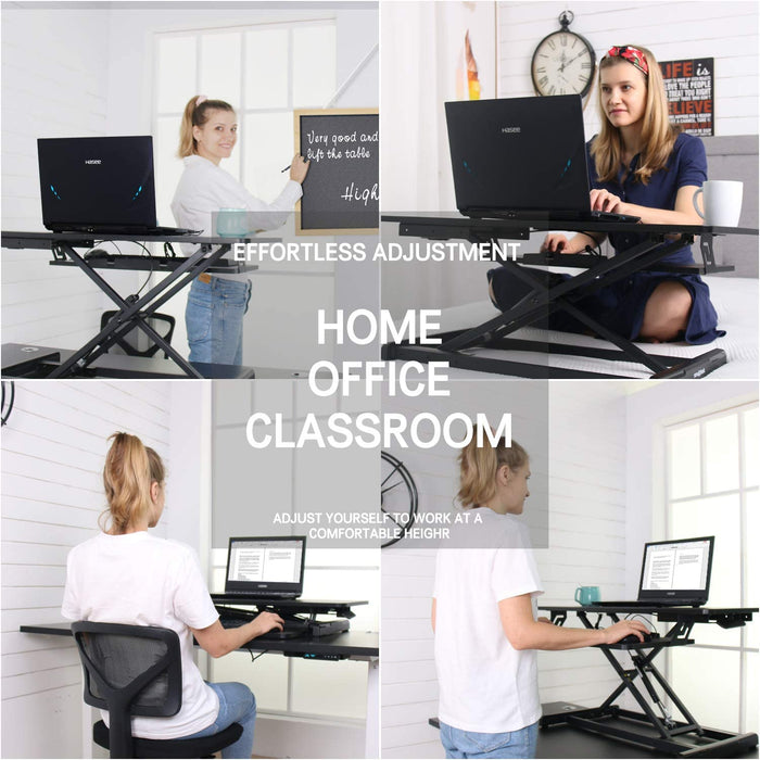 Standing Desk, Sit Stand Up Desk Height Adjustable Table 32 inch Standing Desk Converter, Ergonomic Tabletop Workstation Desk Riser, Home Office Desk with Keyboard Tray for Laptop