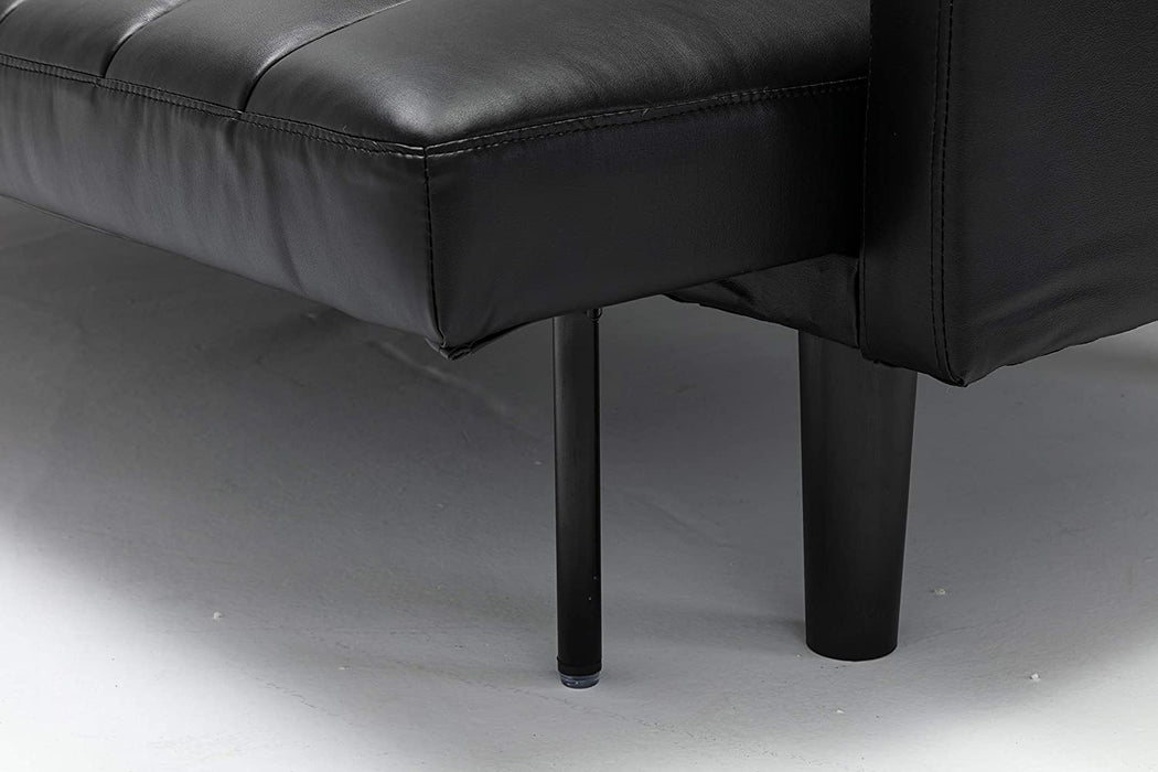 Sofa Futon Bed PU Leather Upholstered Futon Couch Sleeper Sofa Convertible Folding Futon Couch Bed Daybed Loveseat for Living Room, Apartment, Dorm