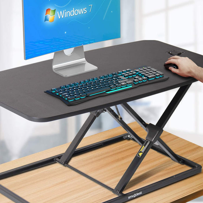 Standing Desk 32 inch 36inch Height Adjustable Standing Desk Converter Gas Spring Stand Up Computer Desk Fits Dual Monitors, Sit-Stand Laptop Riser Workstation for Home and Office