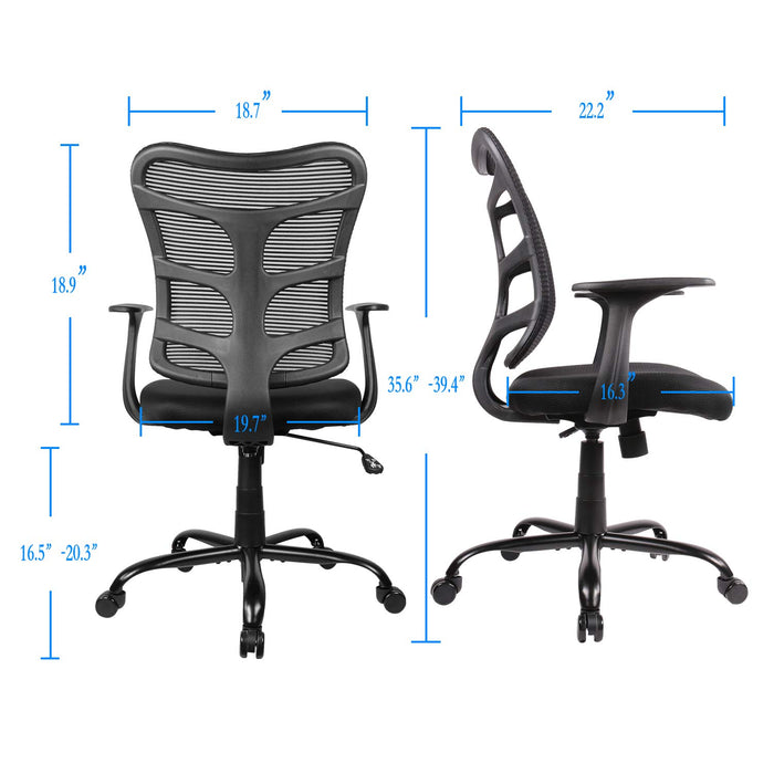 0581F Ergonomic Office Mesh Computer Desk Swivel Task Chair with Armrests and Lumbar Support, Black