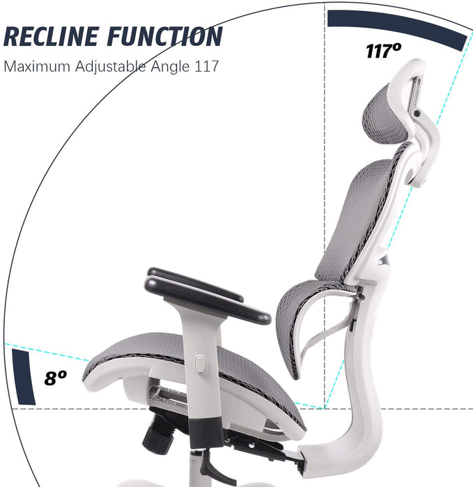 SmugChair Ergonomic High Back Adjustable Office Chair-GREY