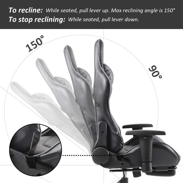 Gaming Chair, Ergonomic Adjustable  PU Leather Racing Chair