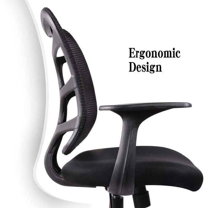 0581F Ergonomic Office Mesh Computer Desk Swivel Task Chair with Armrests and Lumbar Support, Black