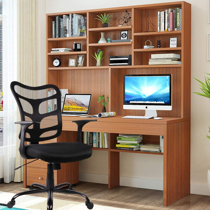 0581F Ergonomic Office Mesh Computer Desk Swivel Task Chair with Armrests and Lumbar Support, Black