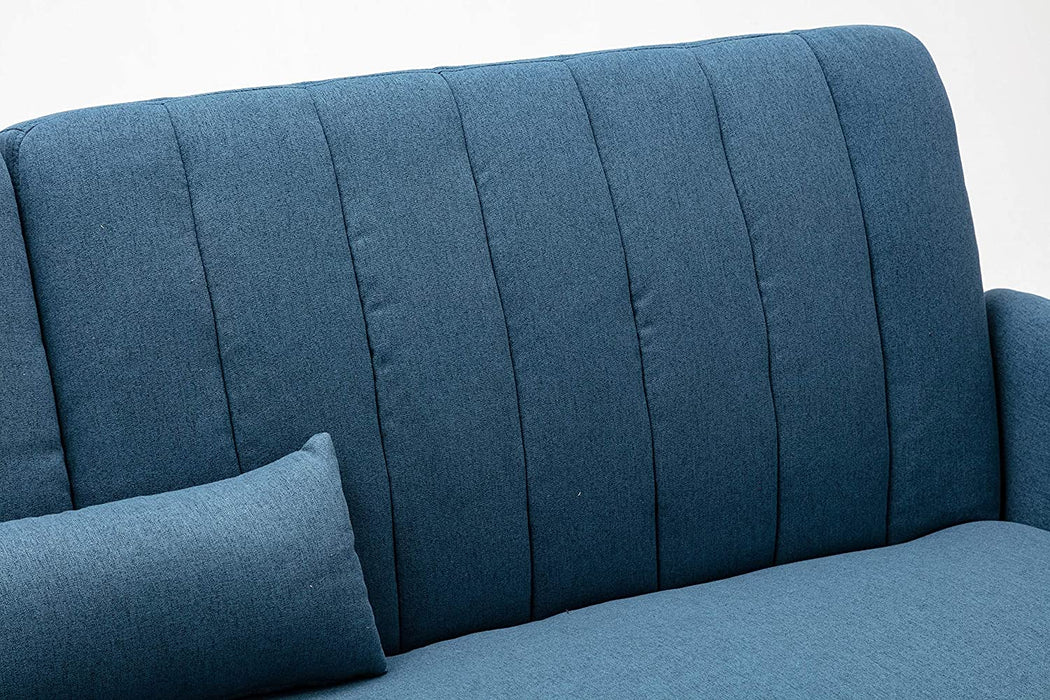 Sofa Futon Bed, Convertible Sleeper Couch Fabric Sofa, Daybed Foldable Memory Foam Couch Sleeper Folding Futon Sofa Bed for Living Room,Blue