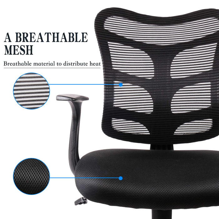 0581F Ergonomic Office Mesh Computer Desk Swivel Task Chair with Armrests and Lumbar Support, Black