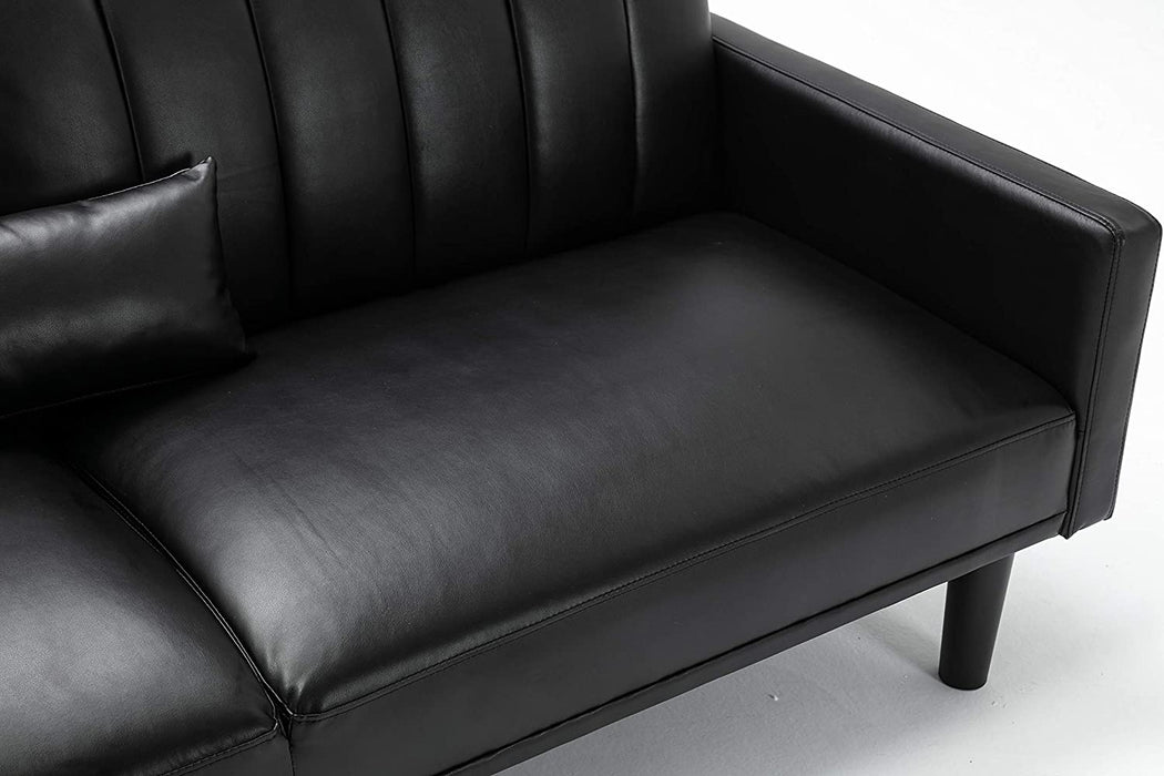 Sofa Futon Bed PU Leather Upholstered Futon Couch Sleeper Sofa Convertible Folding Futon Couch Bed Daybed Loveseat for Living Room, Apartment, Dorm