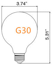 FILAMENT BULB G30 G40 5W 400LM 2200K E26 DIMMABLE 110-130V 4F UL QUALIFIED
