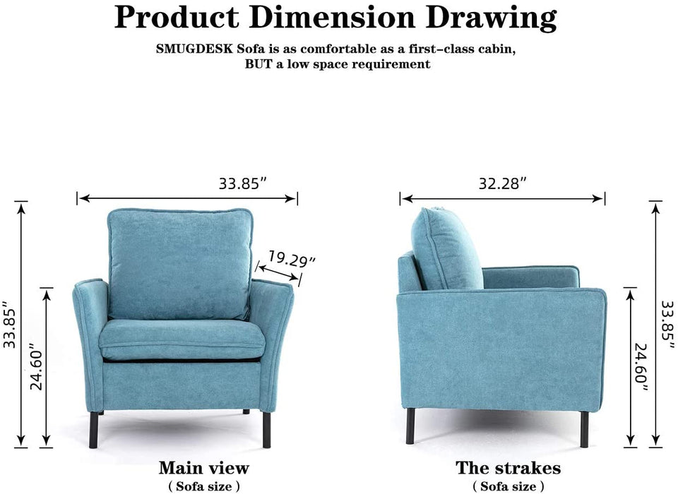 Accent Fabric Chair, Modern Upholstered Arm Chair Single Sofa Couch for Living Room, Club, Bedroom
