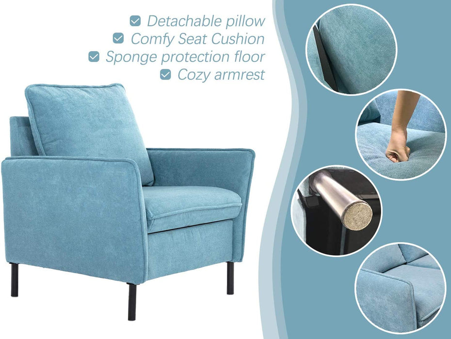 Accent Fabric Chair, Modern Upholstered Arm Chair Single Sofa Couch for Living Room, Club, Bedroom
