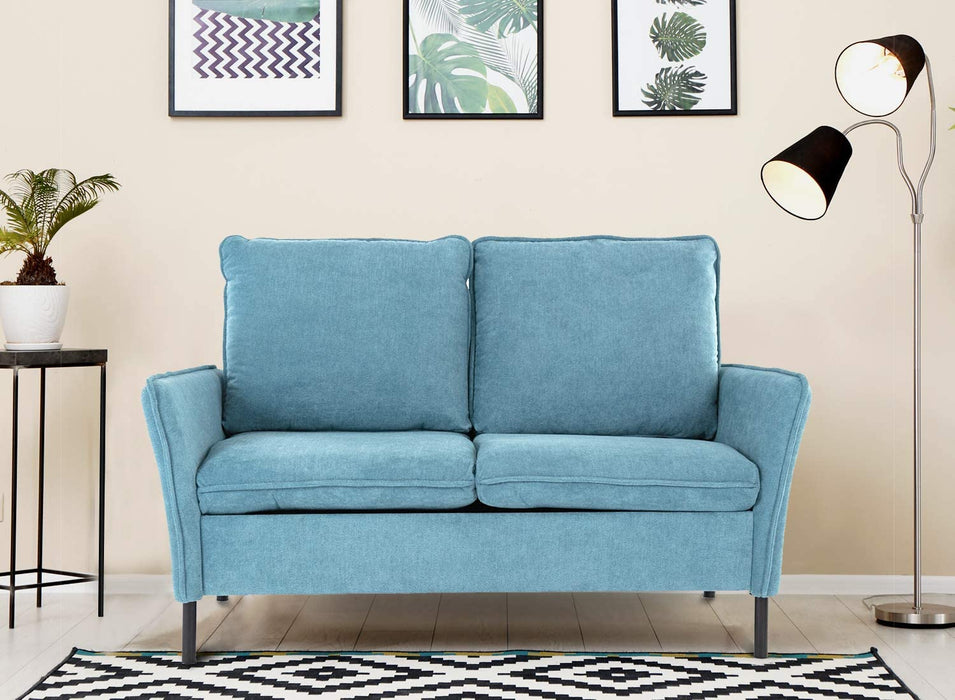 Loveseat,Couch and Sofa for Living Room Upholstered Modern Tufted for Small Spaces,Blue，Grey