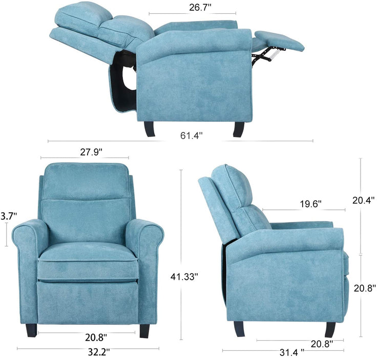 SMUGDESK Push Back Recliner Chair Single Reclining Sofa Fabric Sofa Chair with Thicker Seat Cushion Adjustable Home Theater Seating Living Room Lounge Chaise with Padded Seat Backrest