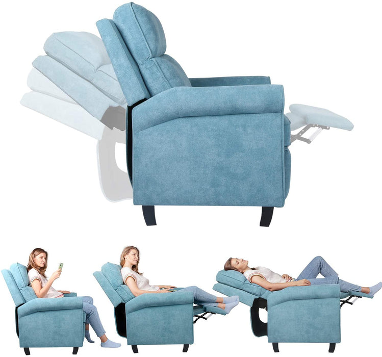 SMUGDESK Push Back Recliner Chair Single Reclining Sofa Fabric Sofa Chair with Thicker Seat Cushion Adjustable Home Theater Seating Living Room Lounge Chaise with Padded Seat Backrest