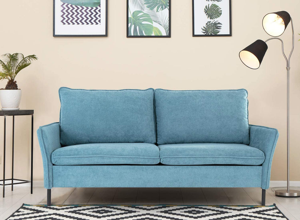 Sofa,Loveseat Couch Small Spaces Upholstered Modern Tufted Fabric for Living Room,Blue,Grey