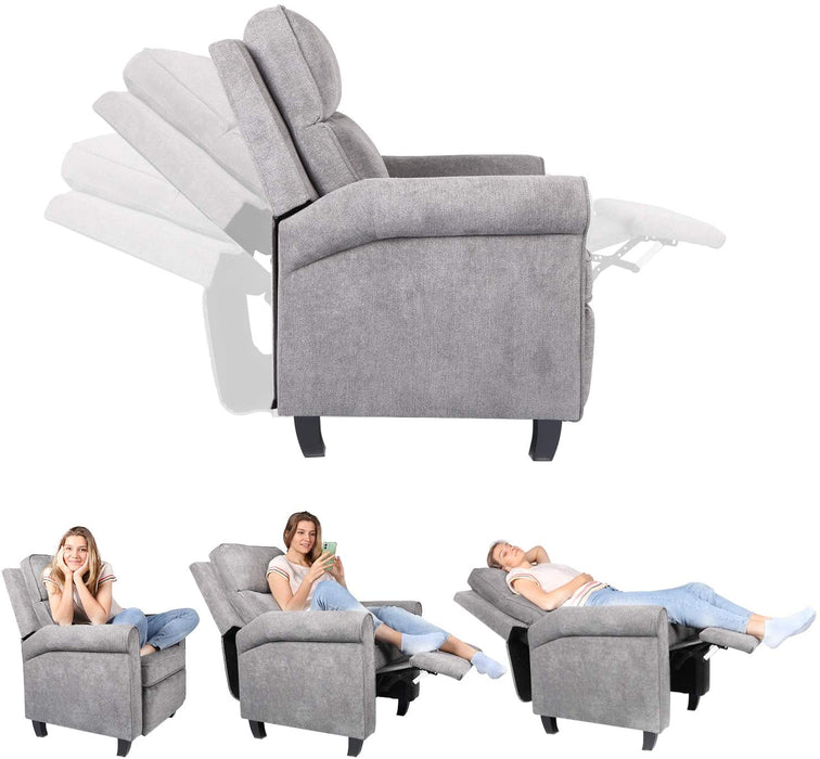 SMUGDESK Push Back Recliner Chair Single Reclining Sofa Fabric Sofa Chair with Thicker Seat Cushion Adjustable Home Theater Seating Living Room Lounge Chaise with Padded Seat Backrest