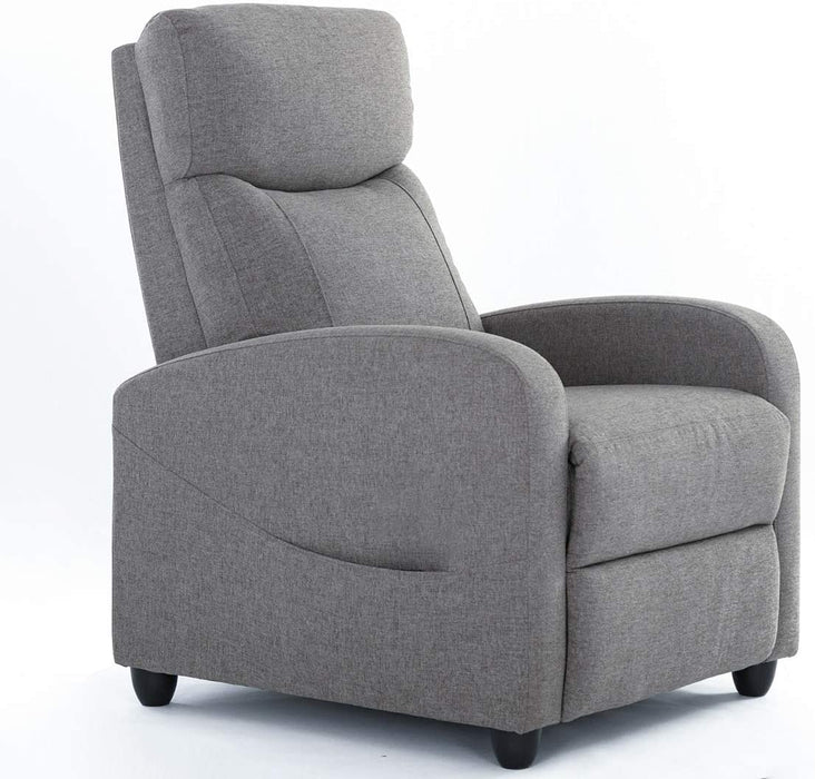 Recliner Chair Massage Single Sofa Arm Chair for Living Room Modern Ergonomic Adjustable Home Theater Seating Fabric Thicker Seat Backrest Cushion (Grey)
