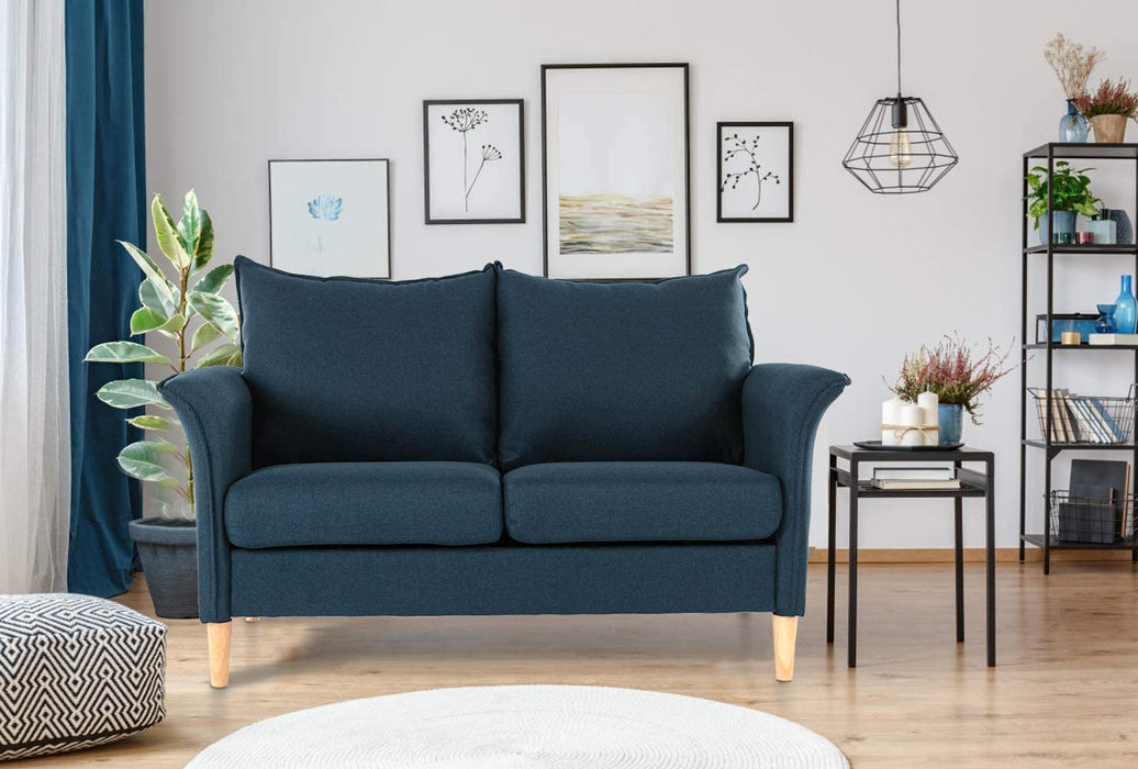 Loveseat, Sofa Love Seats, Home Fabric Modern Upholstered Couch, Easy Assembly,Blue