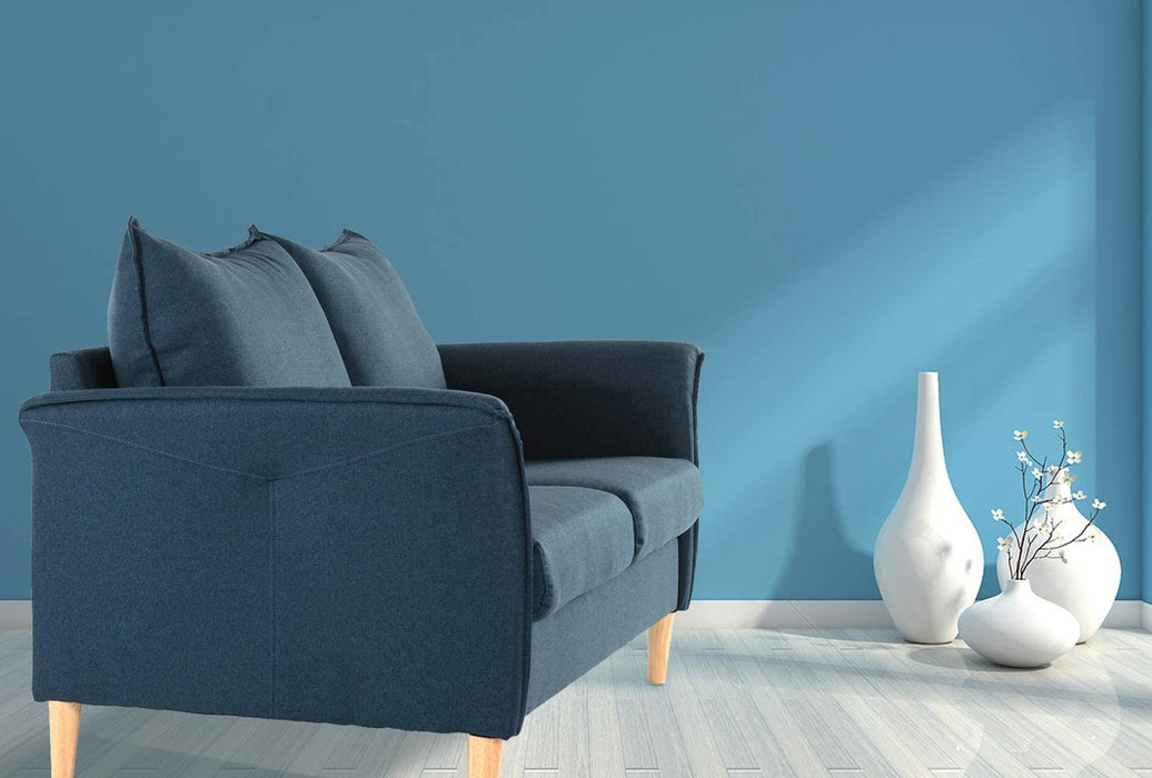 Loveseat, Sofa Love Seats, Home Fabric Modern Upholstered Couch, Easy Assembly,Blue