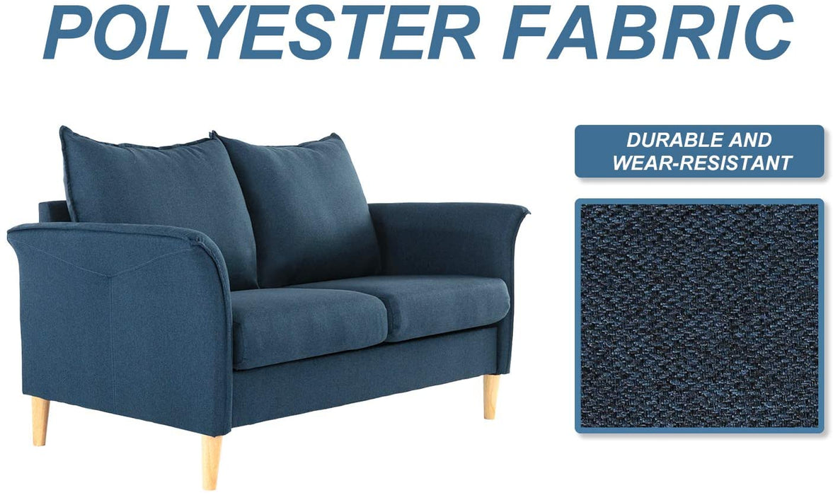 Loveseat, Sofa Love Seats, Home Fabric Modern Upholstered Couch, Easy Assembly,Blue